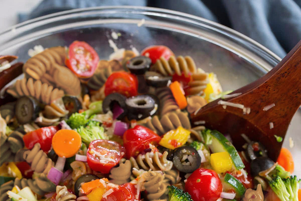 spring chia pasta salad