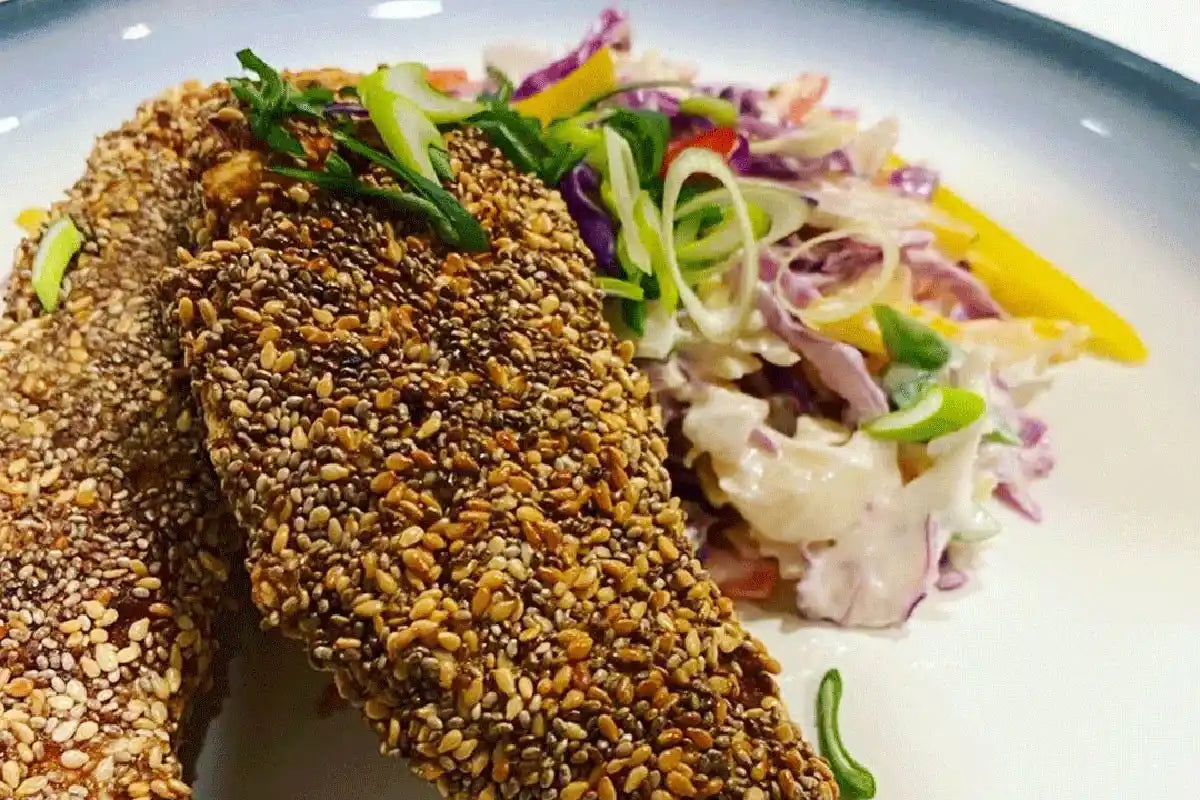 pollo con costra de semillas de chia