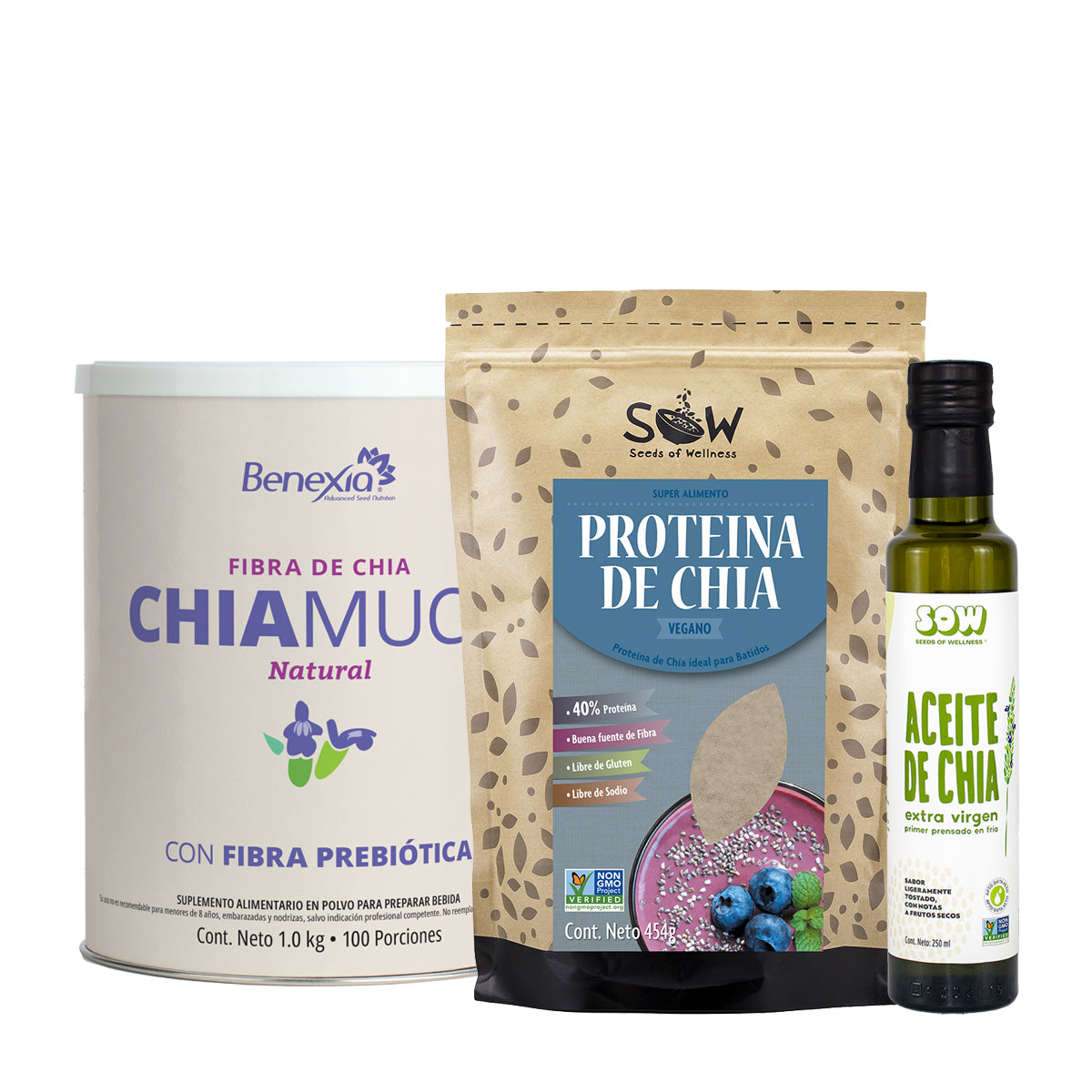 Pack CHÍA Total – Fibra, Omega &amp; Proteína
